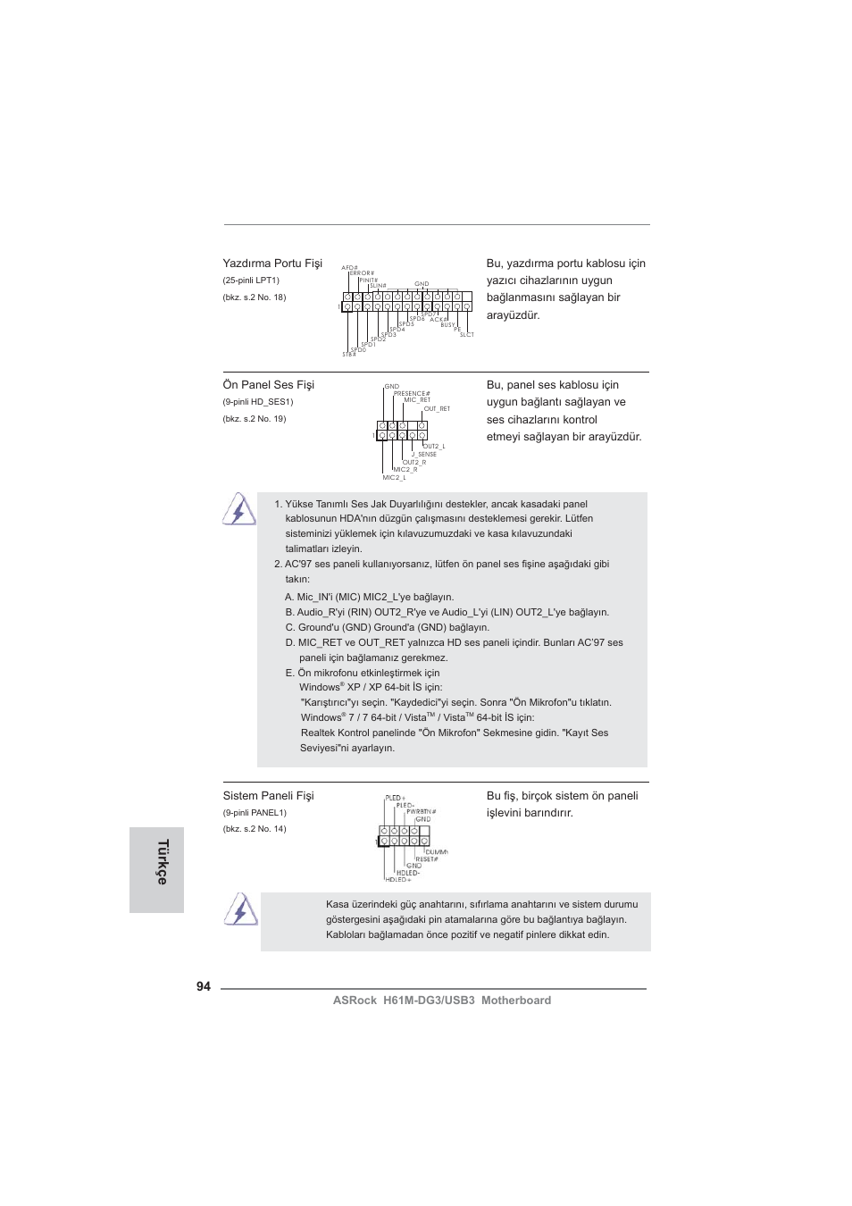 Türkçe | ASRock H61M-DG3__USB3 User Manual | Page 94 / 138