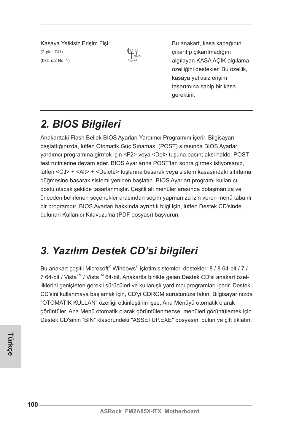 Bios bilgileri, Yazılım destek cd’si bilgileri, Türkçe | ASRock FM2A85X-ITX User Manual | Page 100 / 154