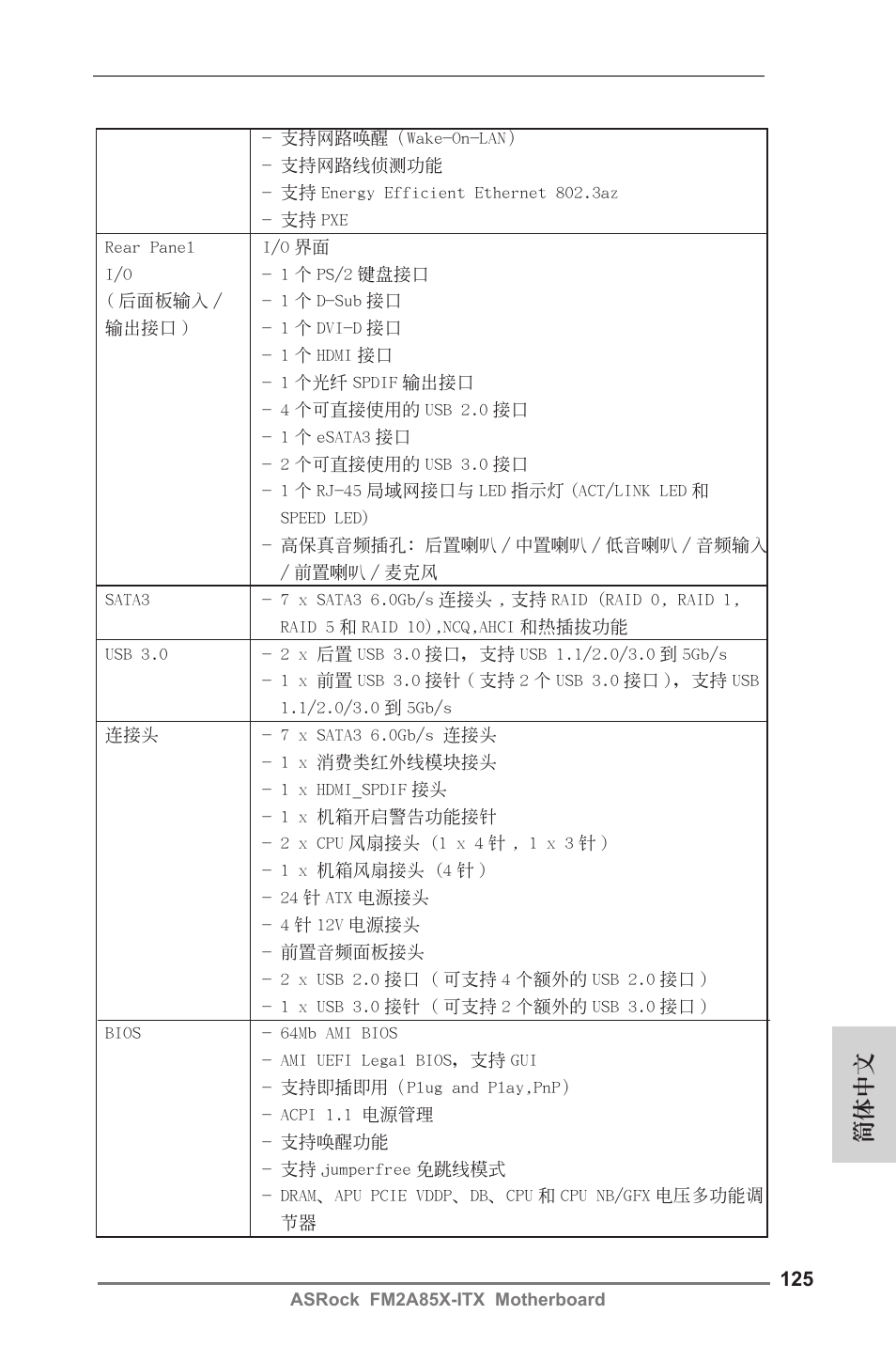 簡體中文 | ASRock FM2A85X-ITX User Manual | Page 125 / 154