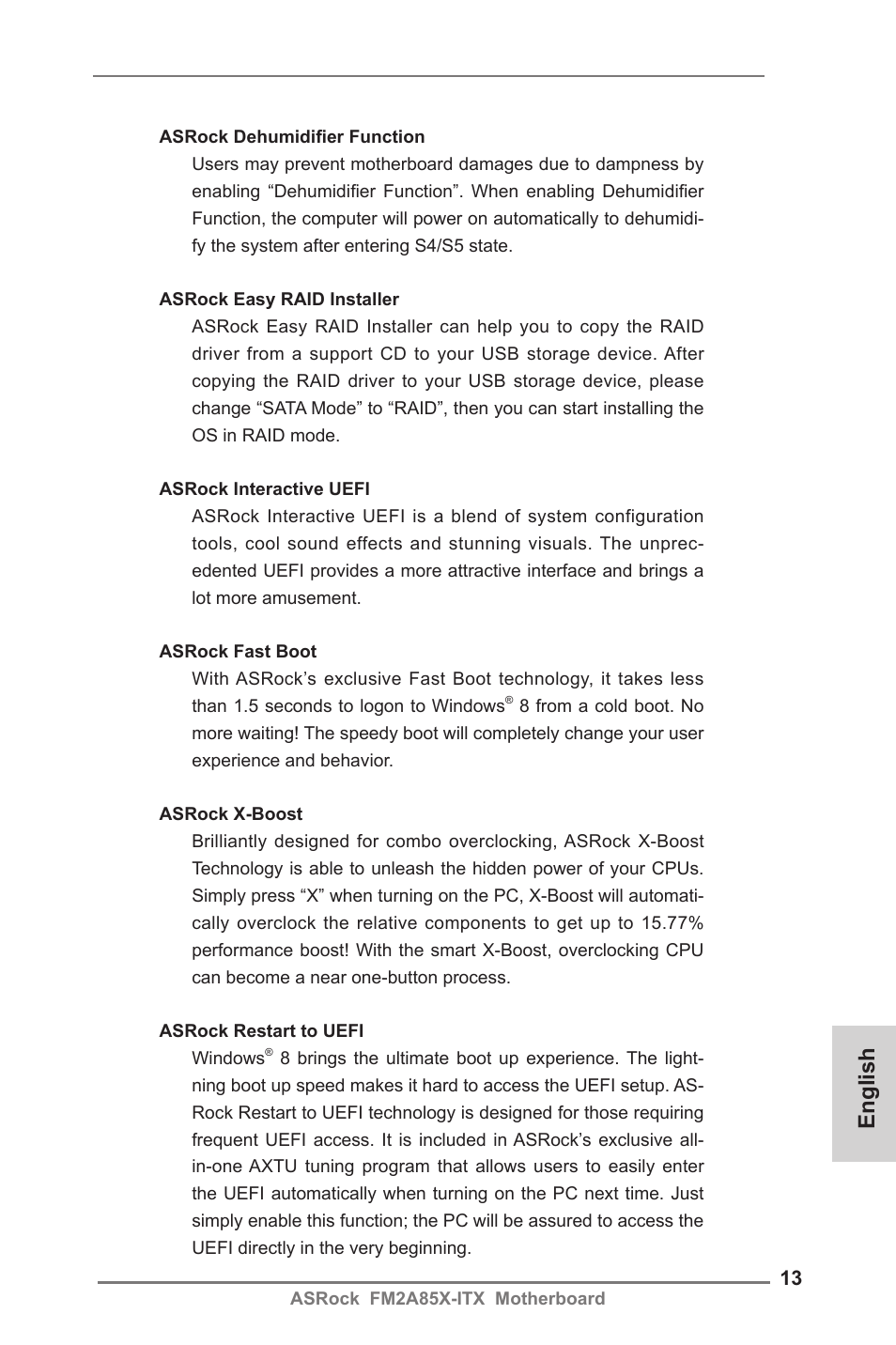 English | ASRock FM2A85X-ITX User Manual | Page 13 / 154