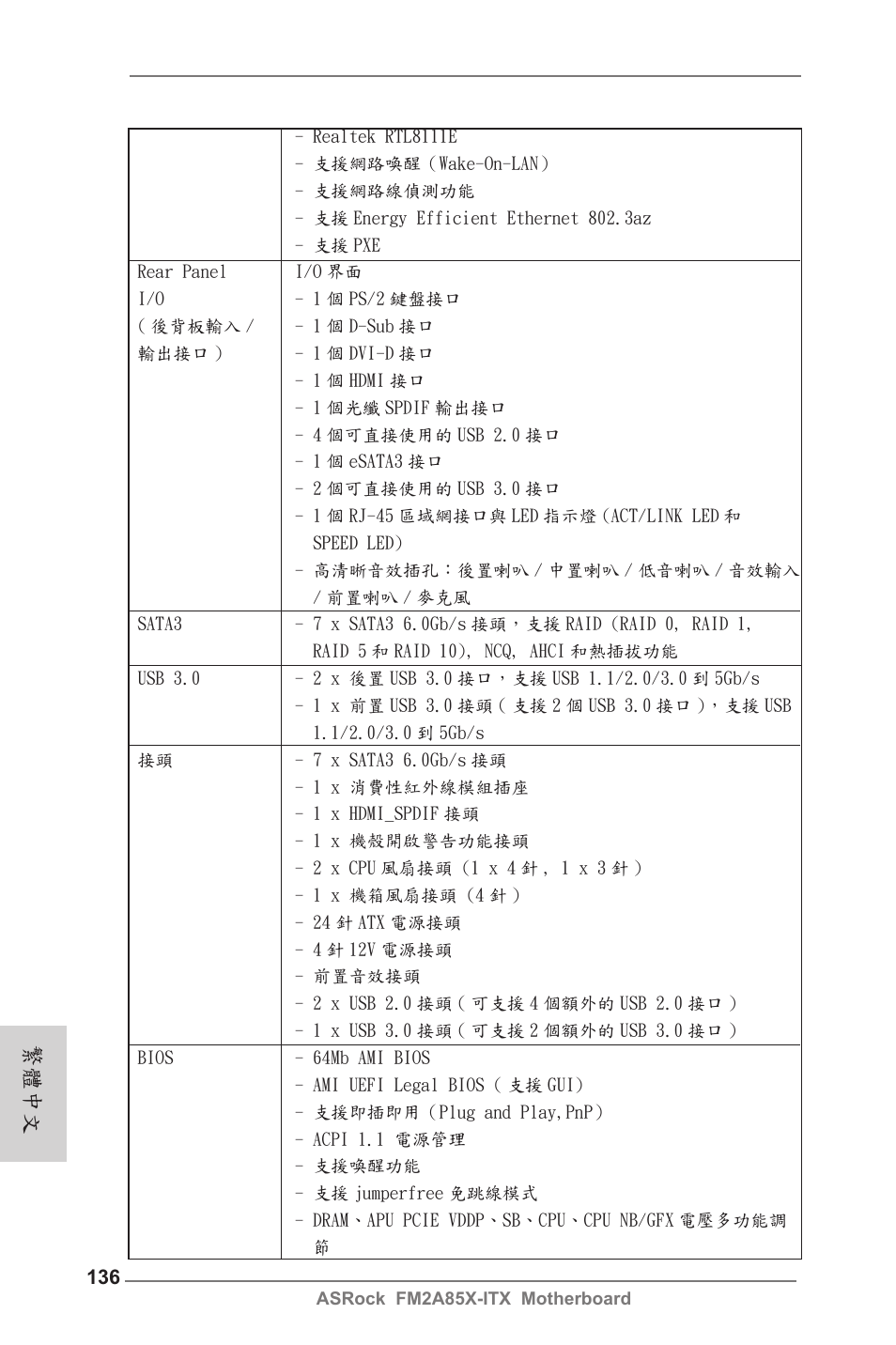 繁體中文 | ASRock FM2A85X-ITX User Manual | Page 136 / 154