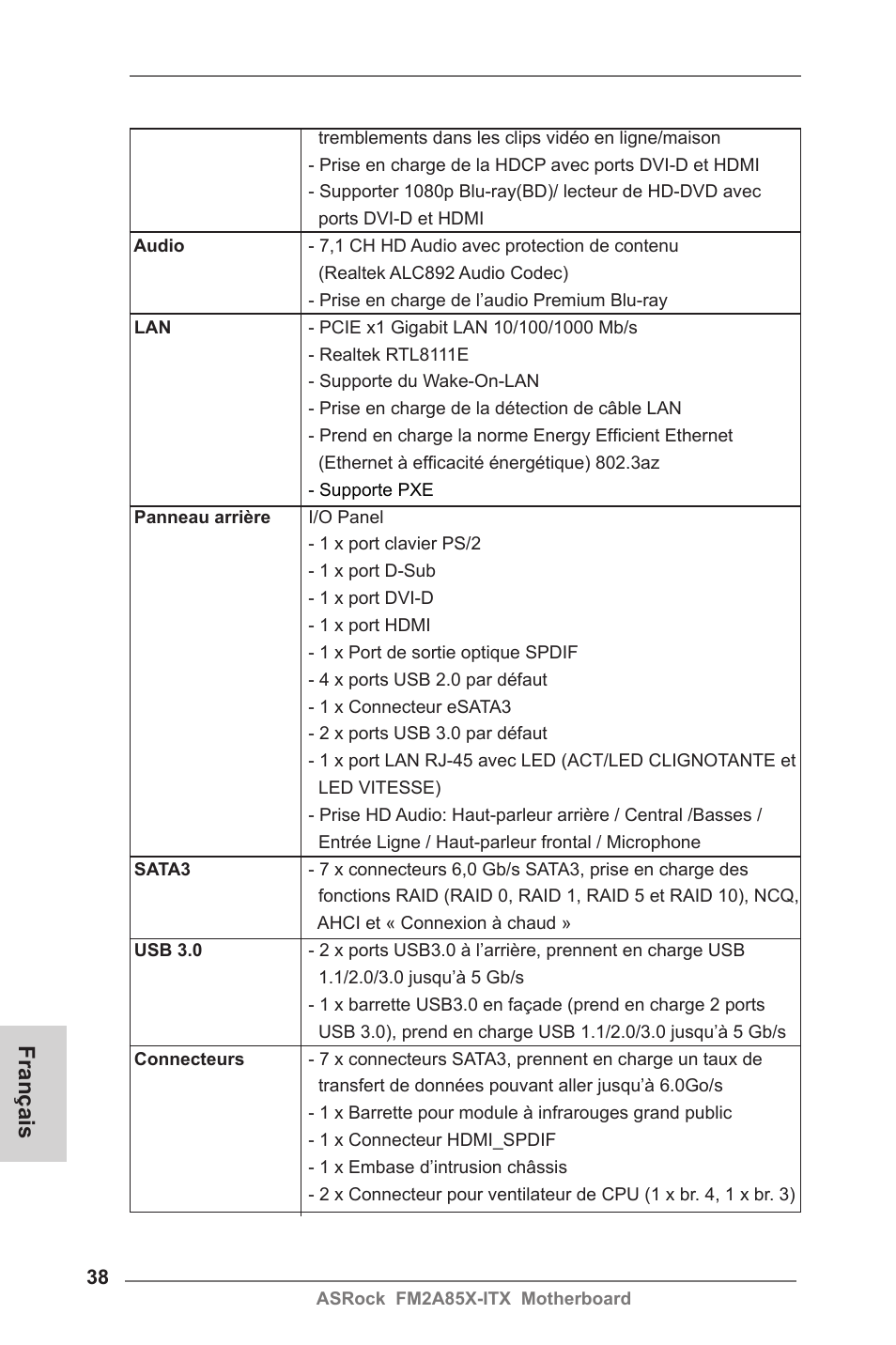 Français | ASRock FM2A85X-ITX User Manual | Page 38 / 154