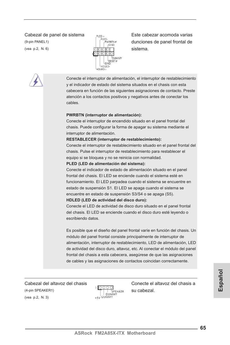 Español | ASRock FM2A85X-ITX User Manual | Page 65 / 154