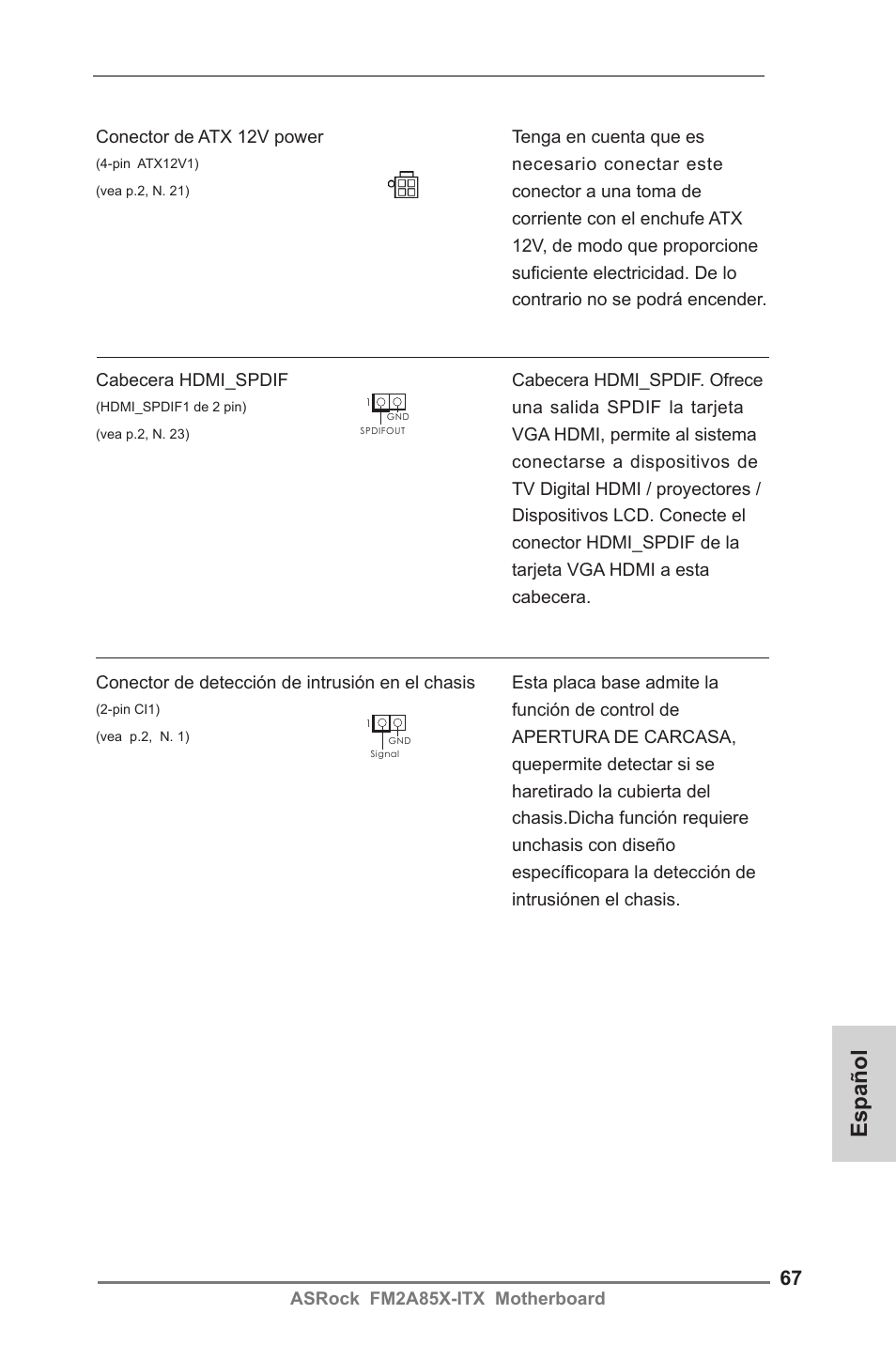 Español | ASRock FM2A85X-ITX User Manual | Page 67 / 154