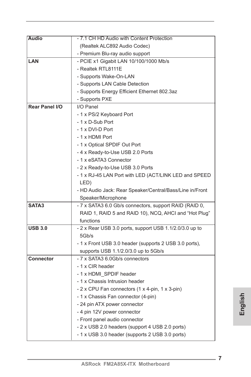 English | ASRock FM2A85X-ITX User Manual | Page 7 / 154