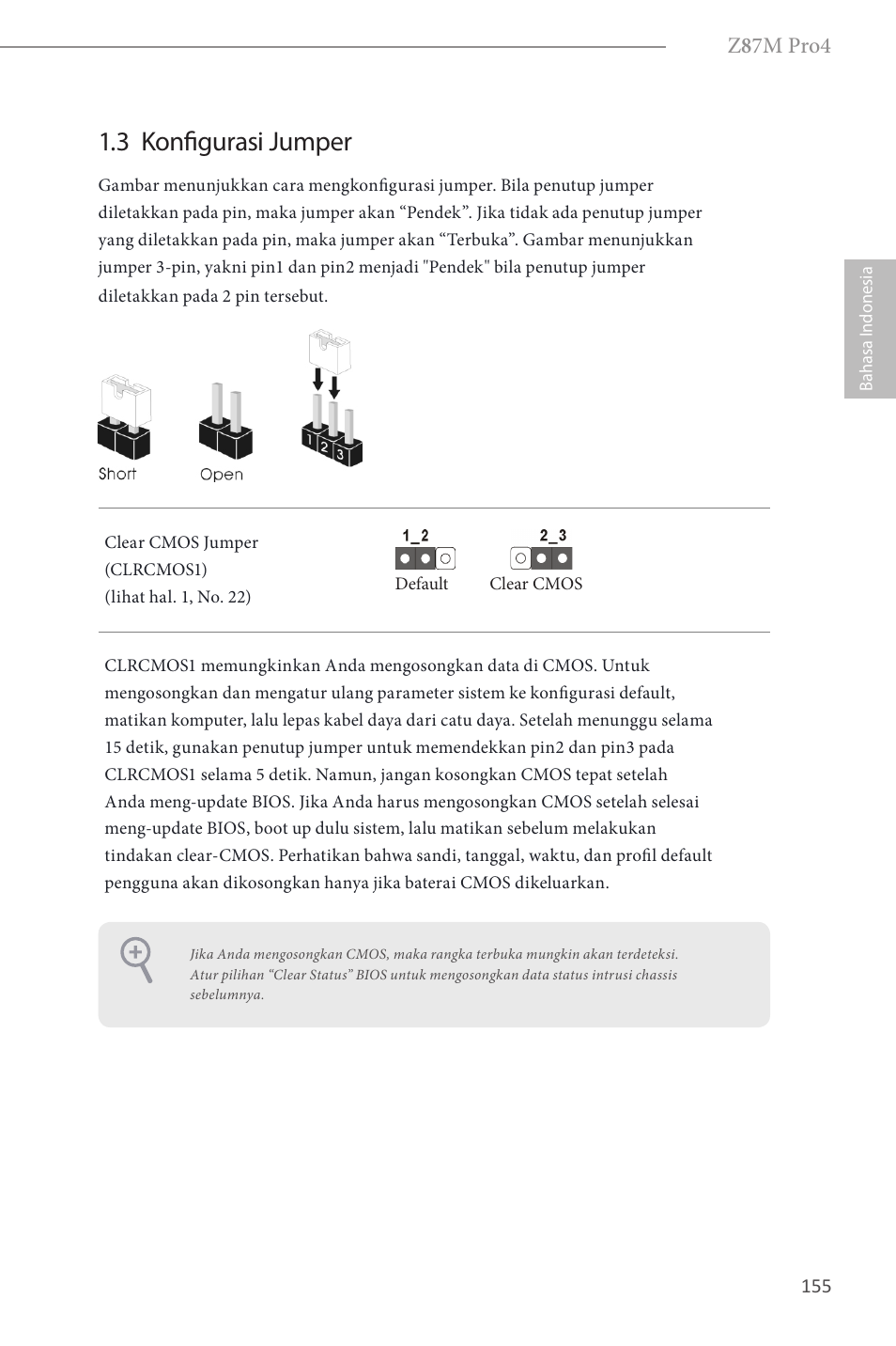 3 konfigurasi jumper, Z 8 7m pro4 | ASRock Z87M Pro4 User Manual | Page 157 / 163