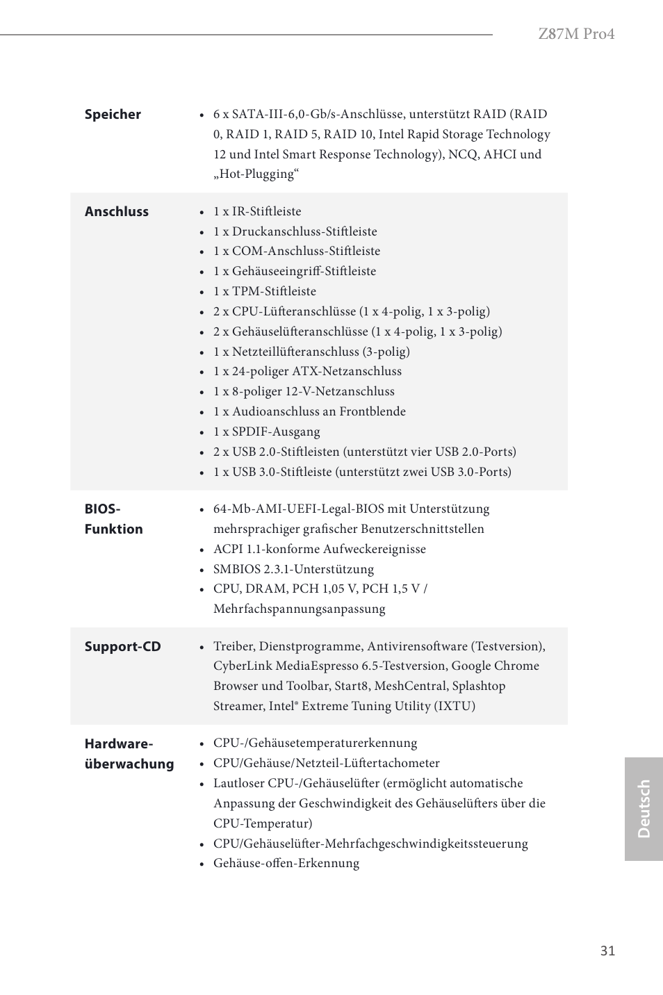 Z 8 7m pro4, Deutsch | ASRock Z87M Pro4 User Manual | Page 33 / 163