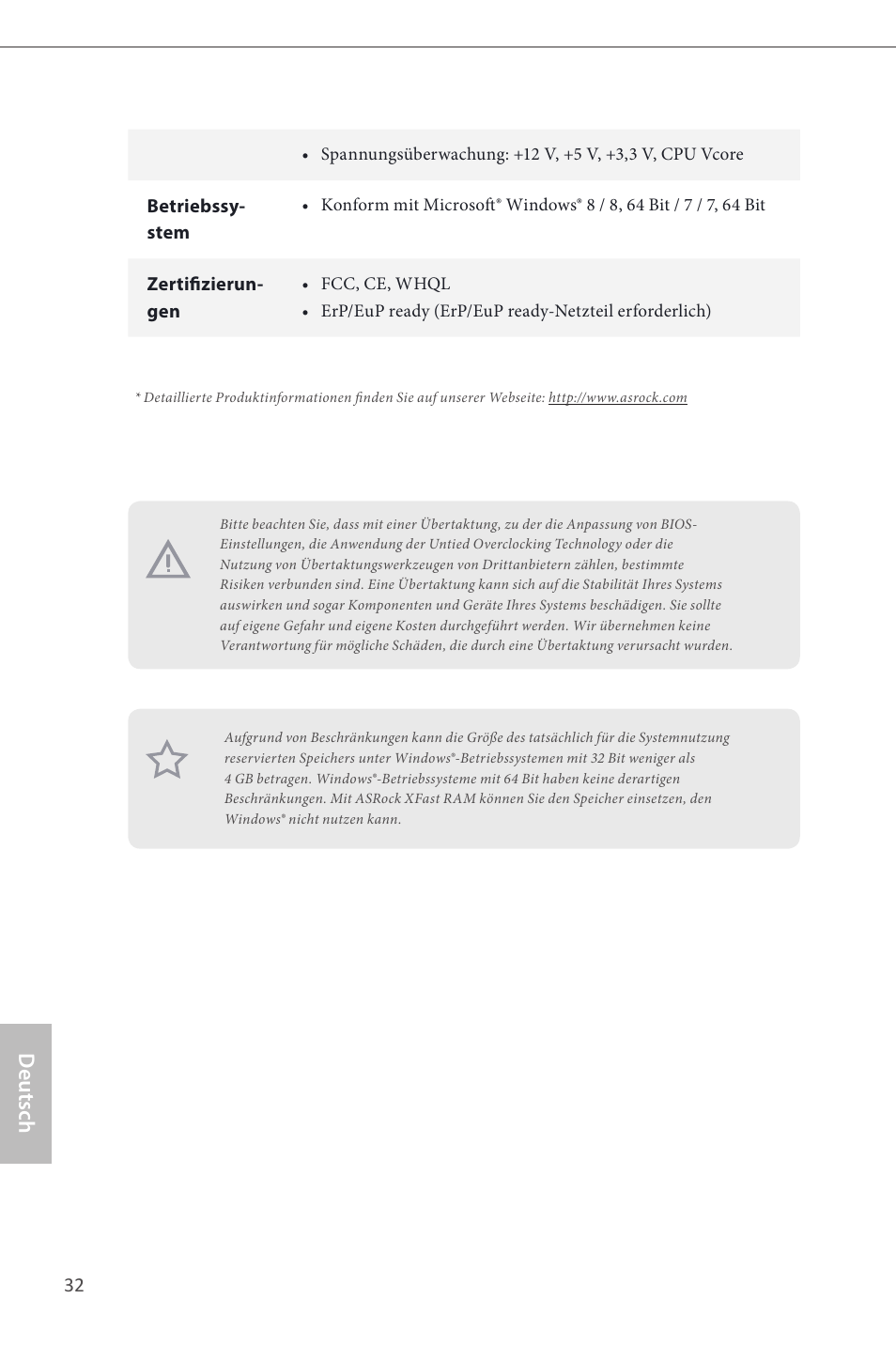 Deutsch | ASRock Z87M Pro4 User Manual | Page 34 / 163
