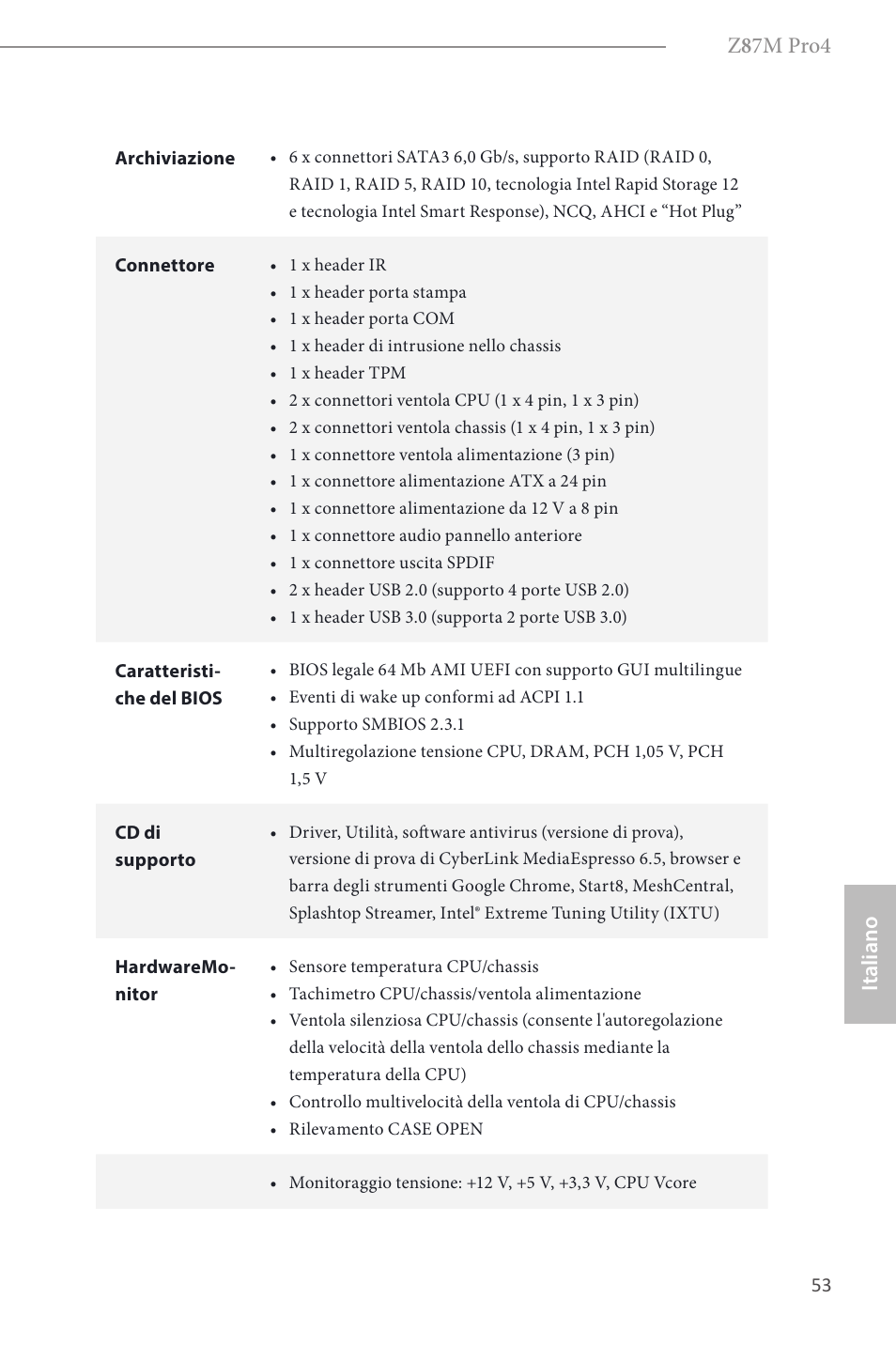 Z 8 7m pro4, Italiano | ASRock Z87M Pro4 User Manual | Page 55 / 163