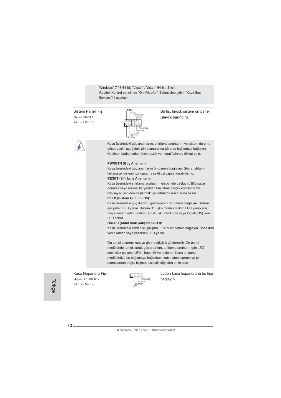 Türkçe | ASRock P67 Pro3 User Manual | Page 170 / 266