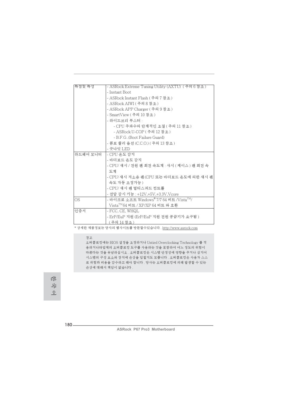 한 국 어 | ASRock P67 Pro3 User Manual | Page 180 / 266