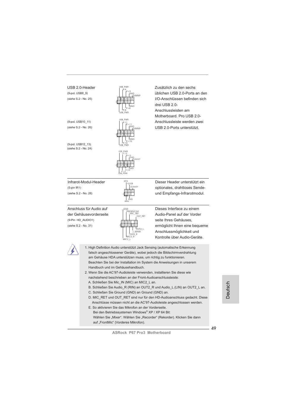Deutsch | ASRock P67 Pro3 User Manual | Page 49 / 266