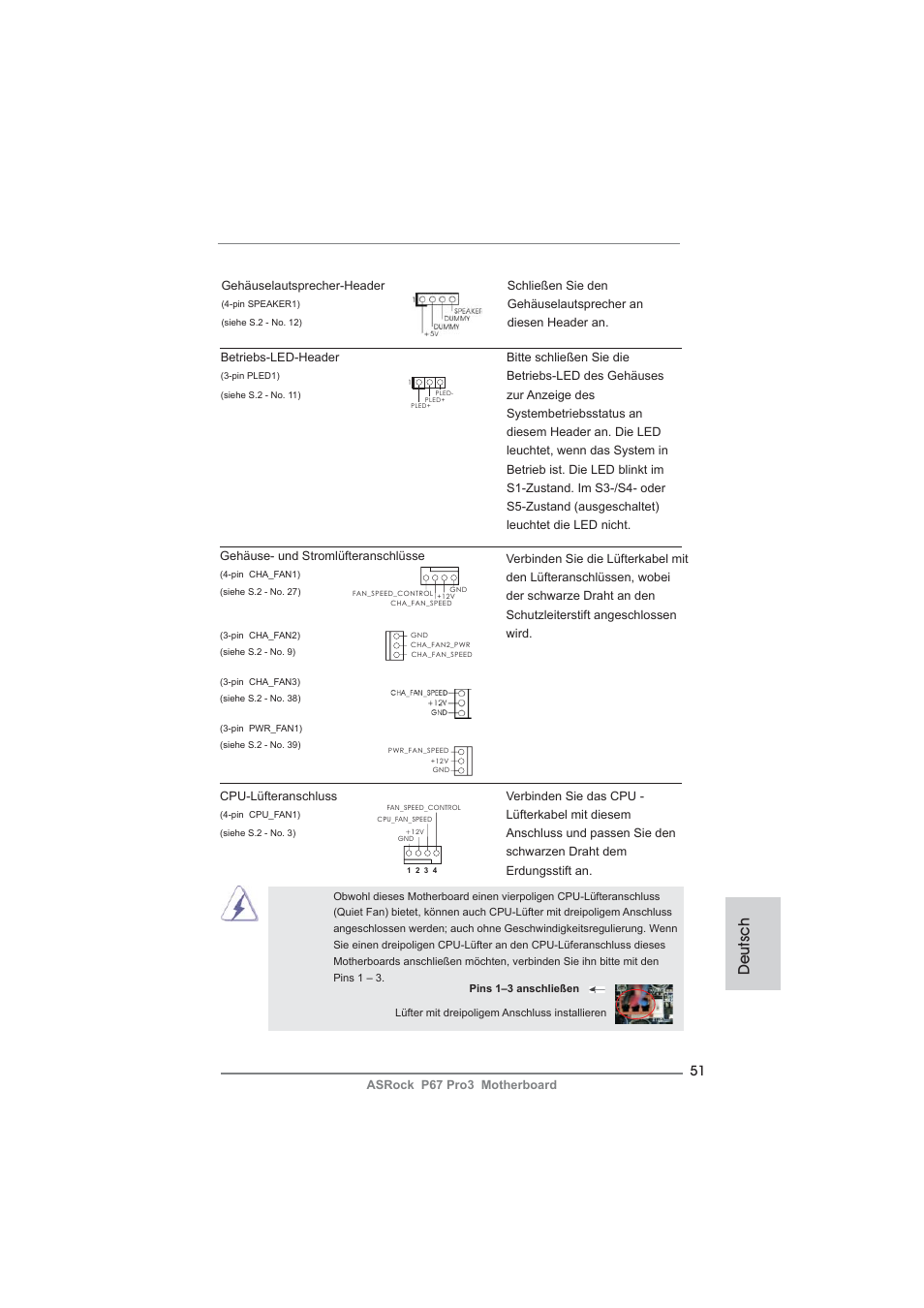 Deutsch | ASRock P67 Pro3 User Manual | Page 51 / 266