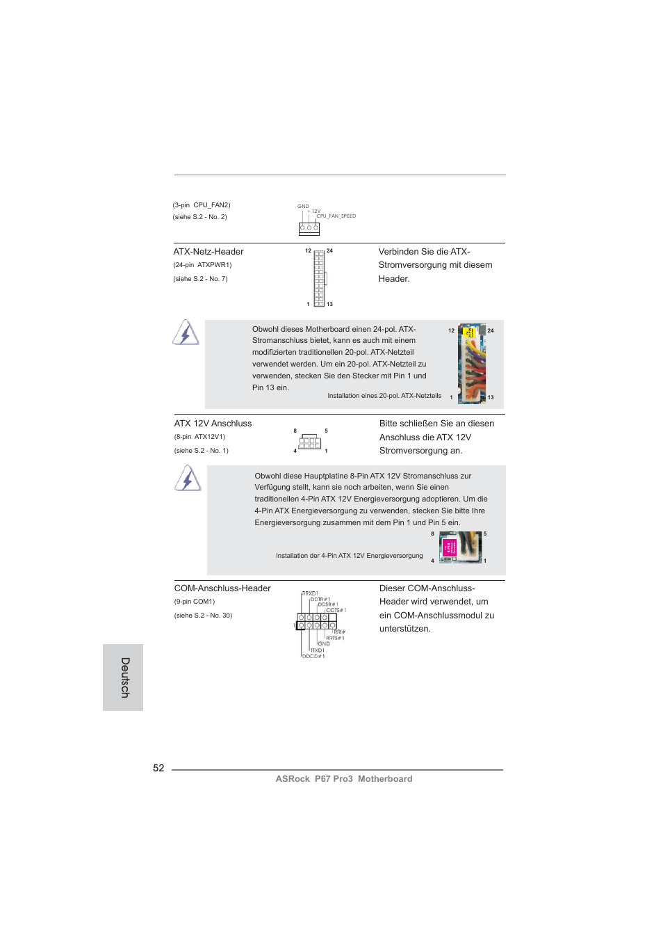 Deutsch | ASRock P67 Pro3 User Manual | Page 52 / 266
