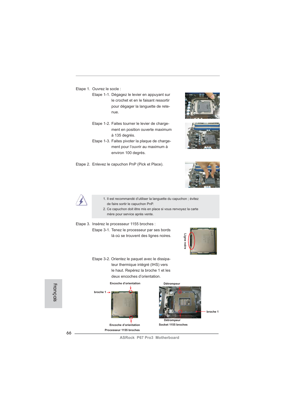 Français | ASRock P67 Pro3 User Manual | Page 66 / 266