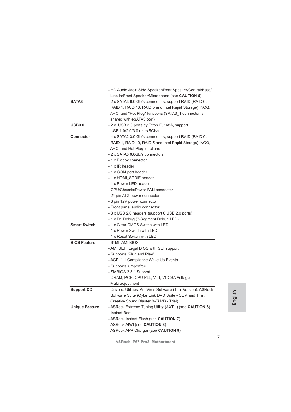 English | ASRock P67 Pro3 User Manual | Page 7 / 266