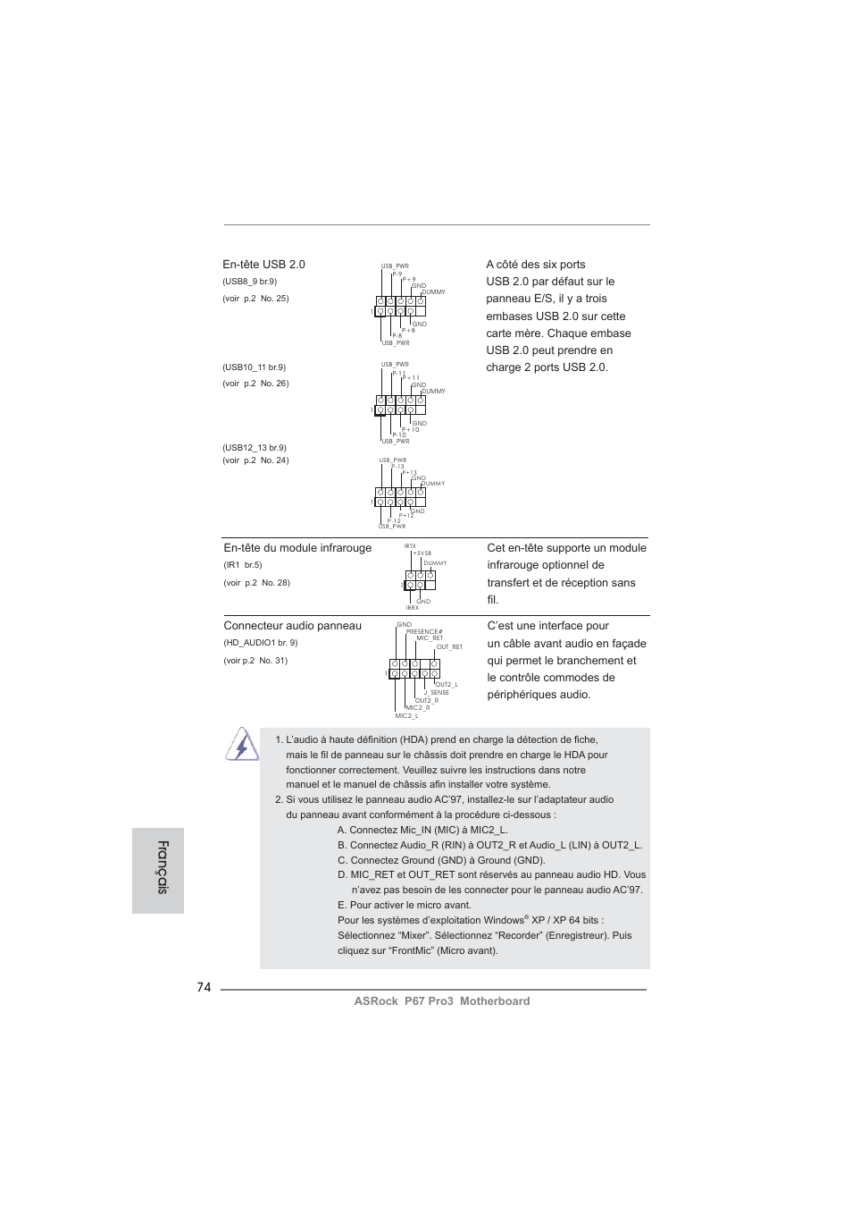 Français | ASRock P67 Pro3 User Manual | Page 74 / 266
