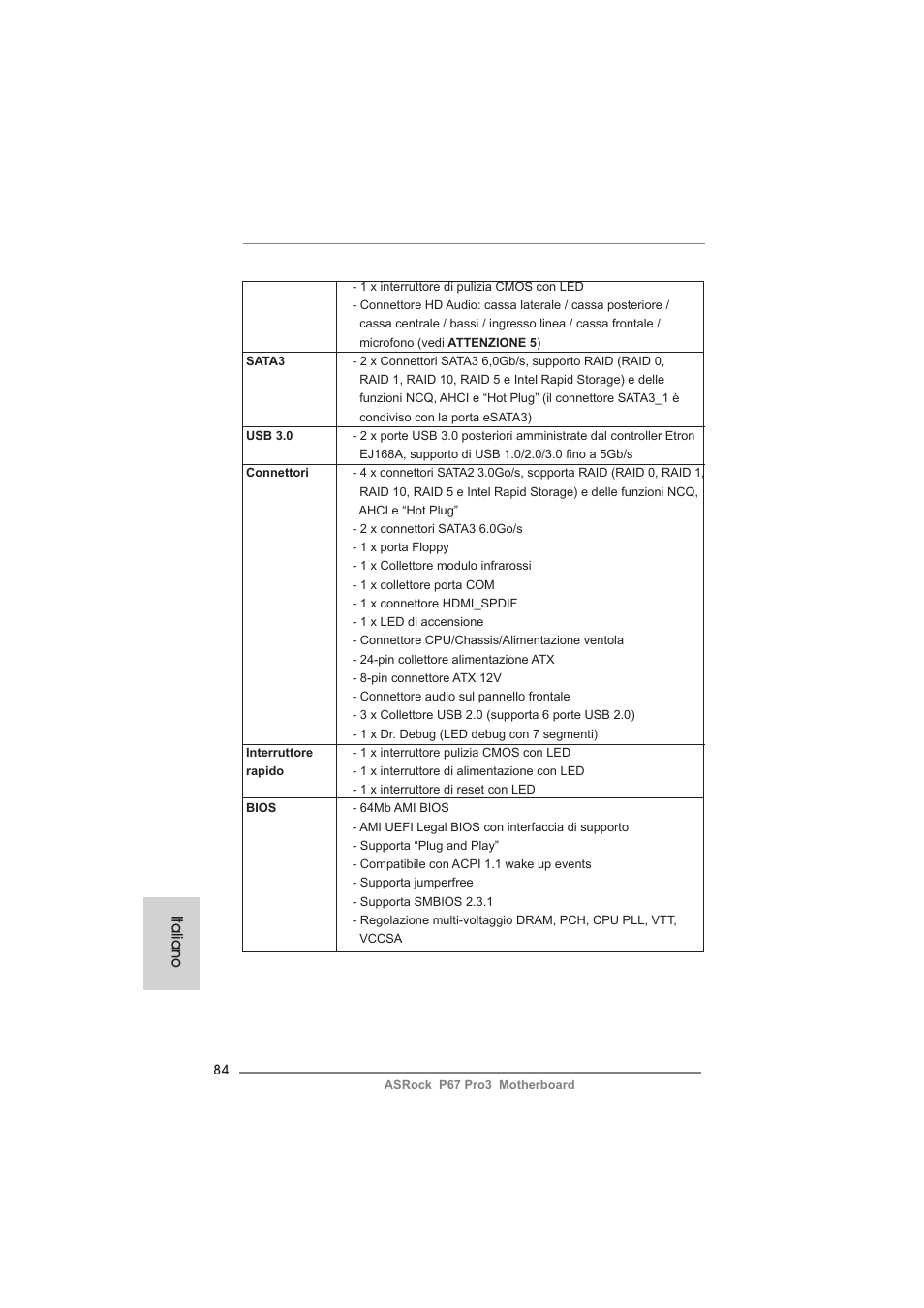 Italiano | ASRock P67 Pro3 User Manual | Page 84 / 266