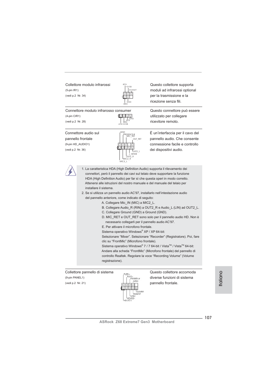 Italiano | ASRock Z68 Extreme7 Gen3 User Manual | Page 107 / 249