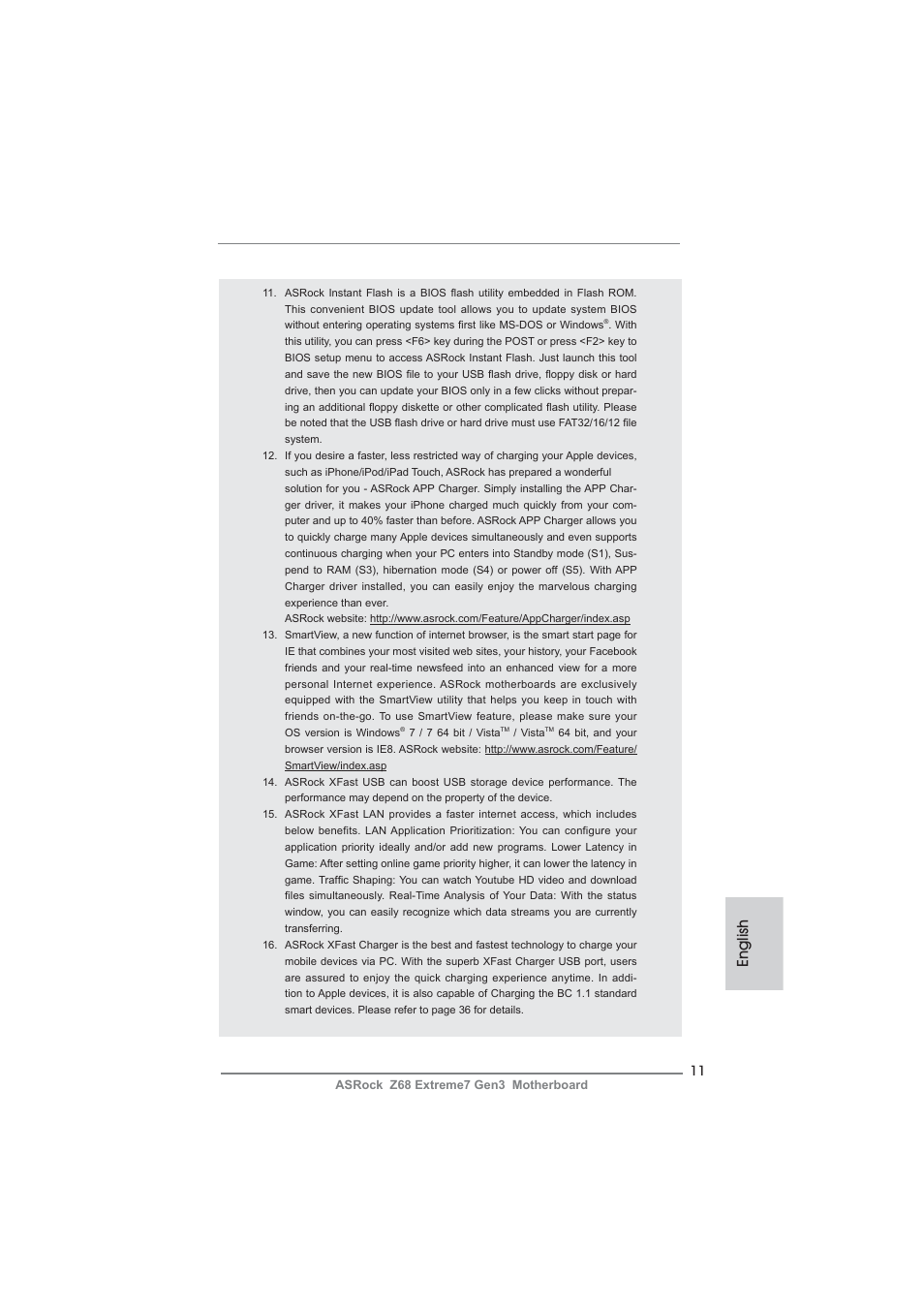 English | ASRock Z68 Extreme7 Gen3 User Manual | Page 11 / 249