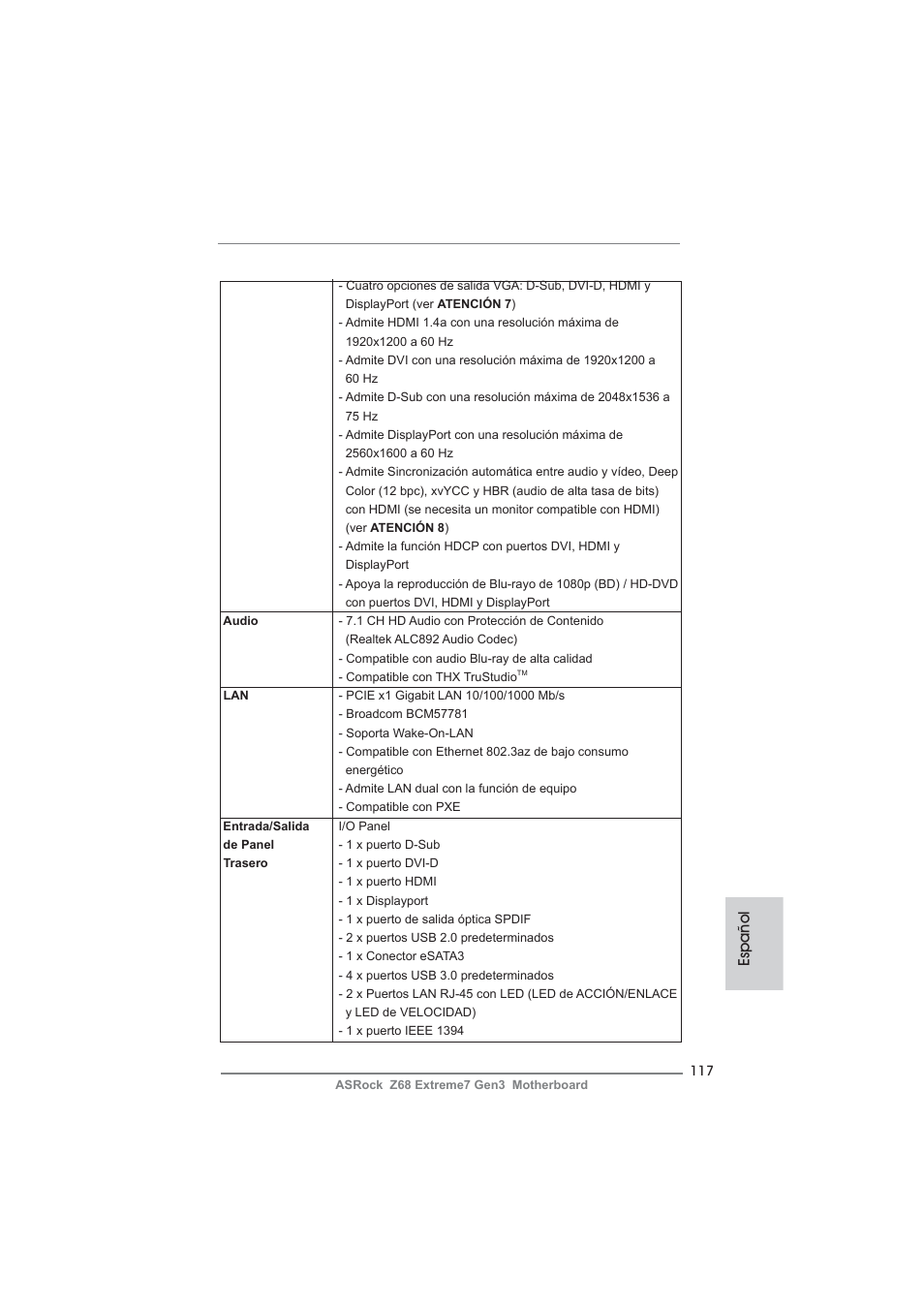 Español | ASRock Z68 Extreme7 Gen3 User Manual | Page 117 / 249