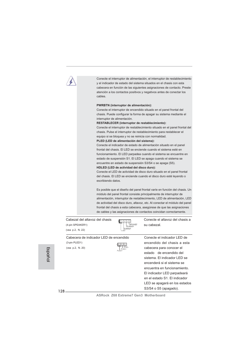 Español | ASRock Z68 Extreme7 Gen3 User Manual | Page 128 / 249
