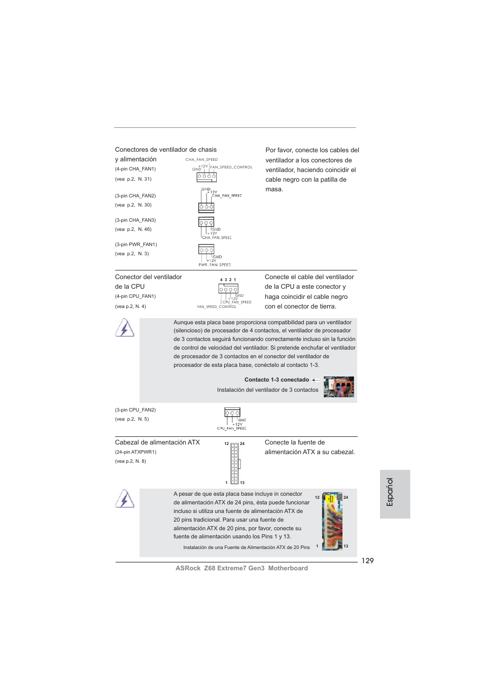 Español | ASRock Z68 Extreme7 Gen3 User Manual | Page 129 / 249