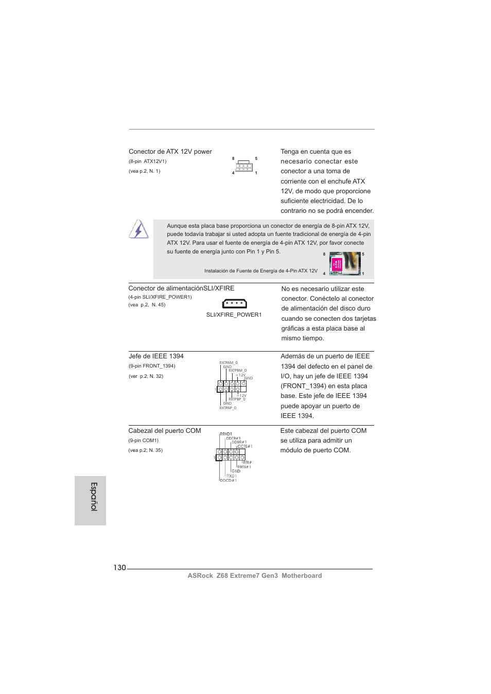 Español | ASRock Z68 Extreme7 Gen3 User Manual | Page 130 / 249