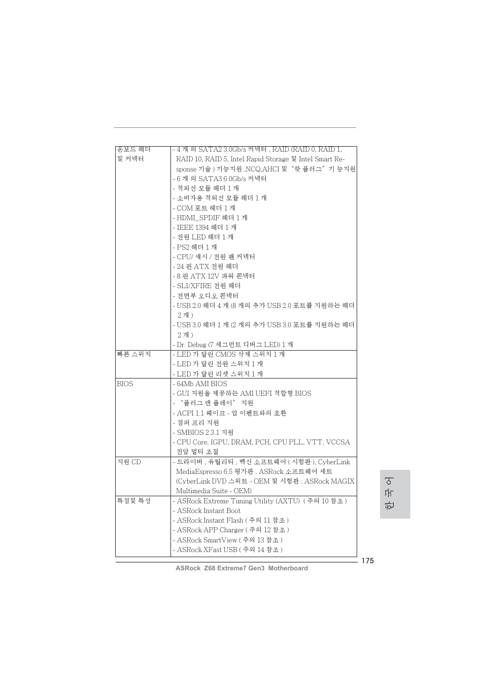 한 국 어 | ASRock Z68 Extreme7 Gen3 User Manual | Page 175 / 249