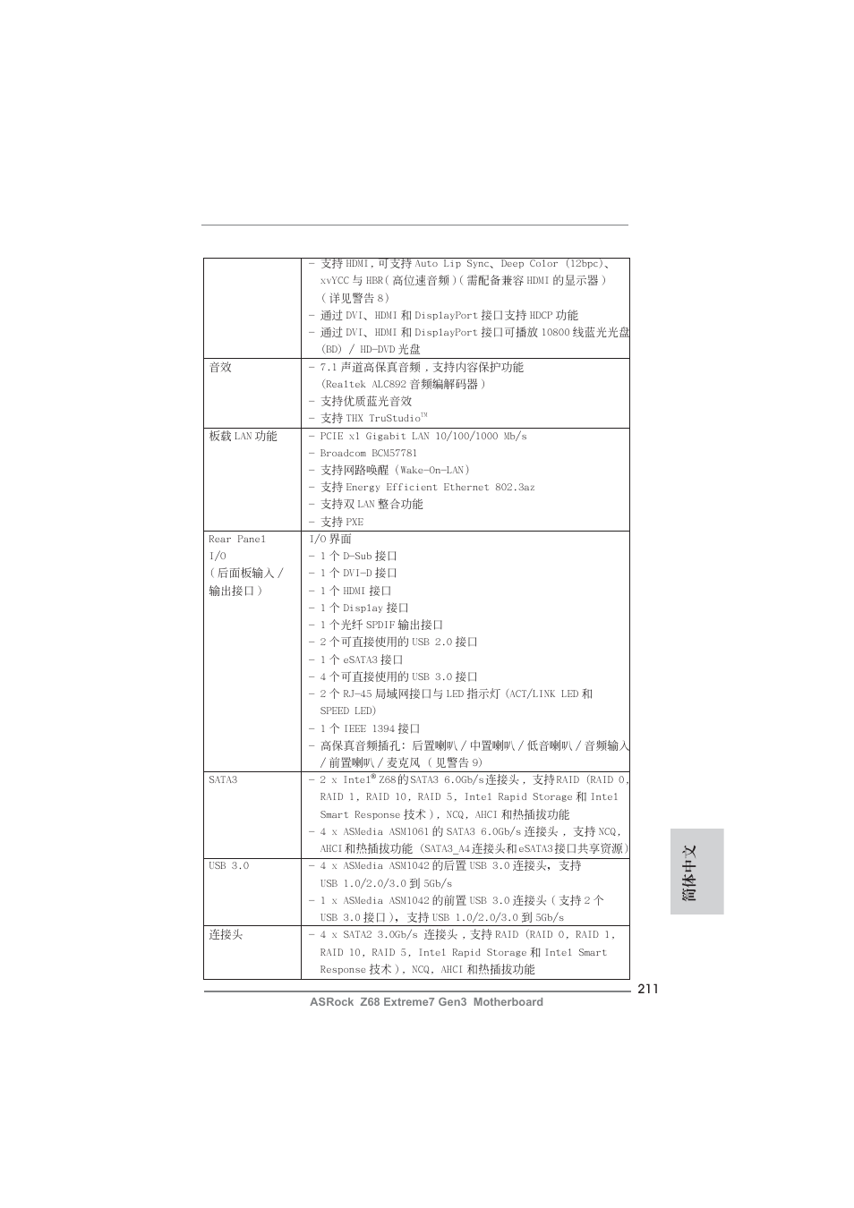 簡體中文 | ASRock Z68 Extreme7 Gen3 User Manual | Page 211 / 249