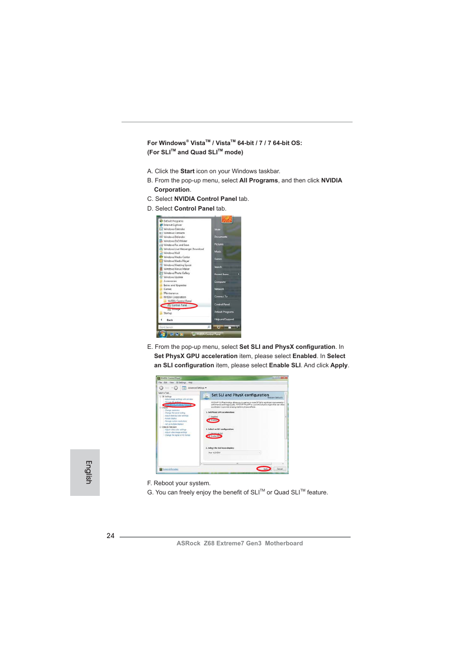 English | ASRock Z68 Extreme7 Gen3 User Manual | Page 24 / 249