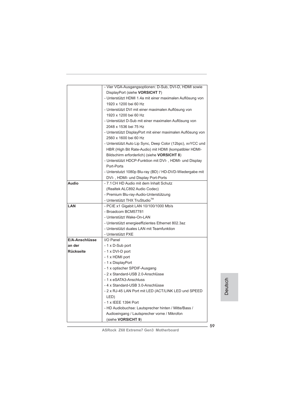 Deutsch | ASRock Z68 Extreme7 Gen3 User Manual | Page 59 / 249