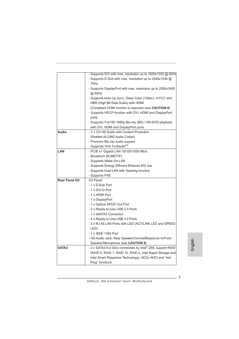 English | ASRock Z68 Extreme7 Gen3 User Manual | Page 7 / 249