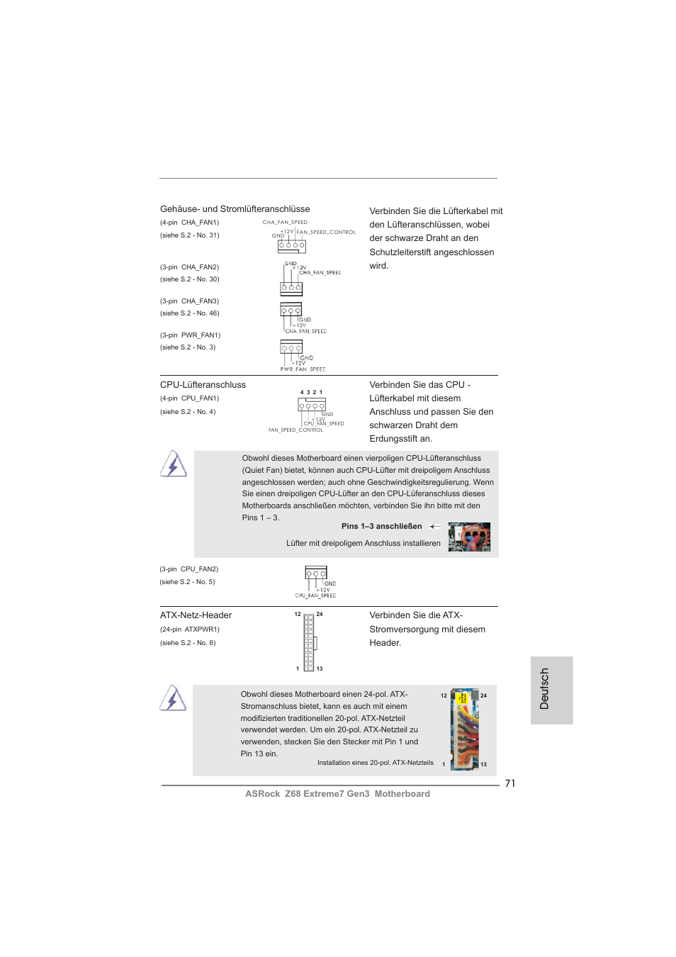 Deutsch | ASRock Z68 Extreme7 Gen3 User Manual | Page 71 / 249