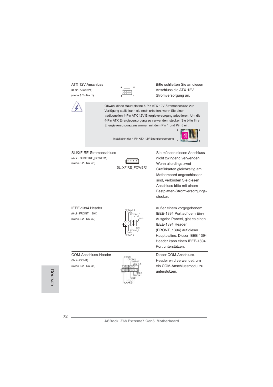 Deutsch | ASRock Z68 Extreme7 Gen3 User Manual | Page 72 / 249