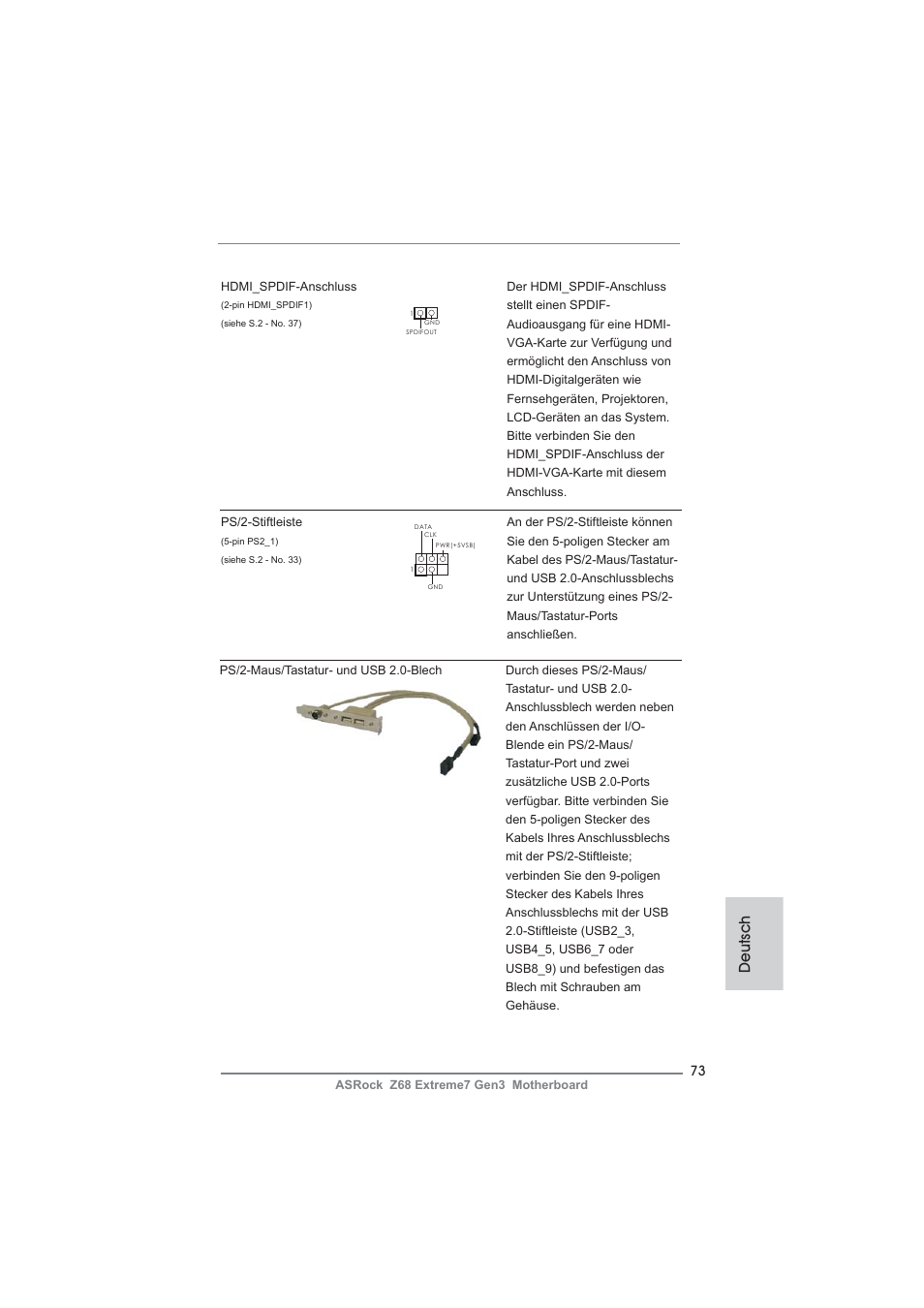 Deutsch | ASRock Z68 Extreme7 Gen3 User Manual | Page 73 / 249