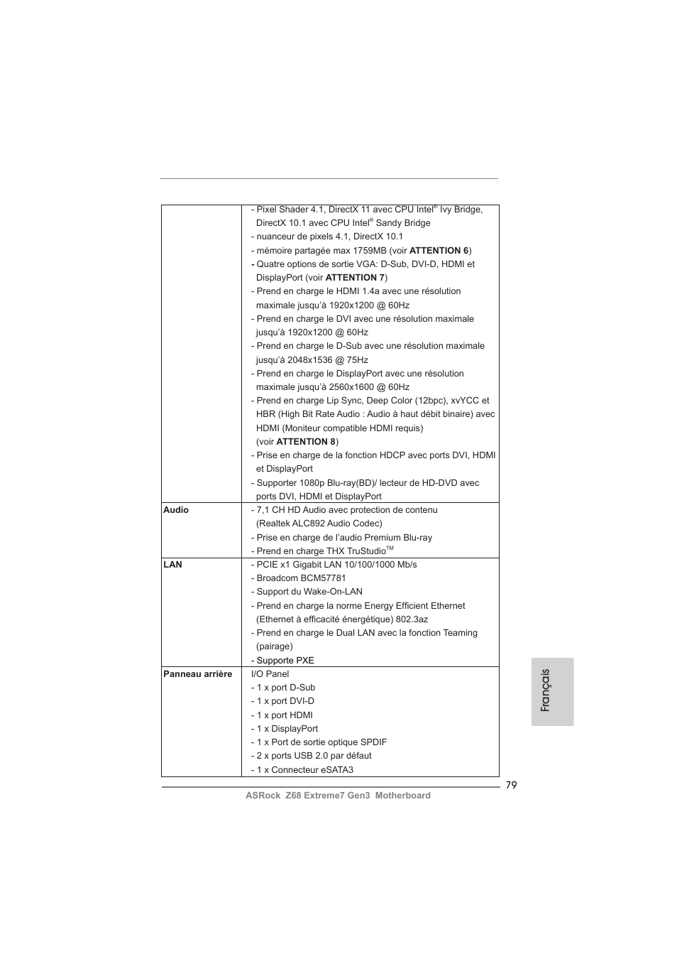 Français | ASRock Z68 Extreme7 Gen3 User Manual | Page 79 / 249