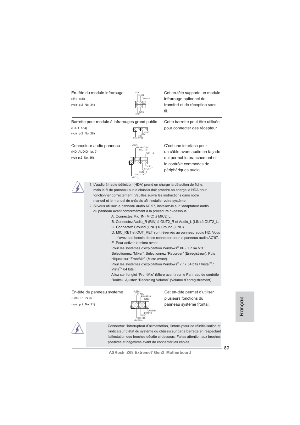 Français | ASRock Z68 Extreme7 Gen3 User Manual | Page 89 / 249