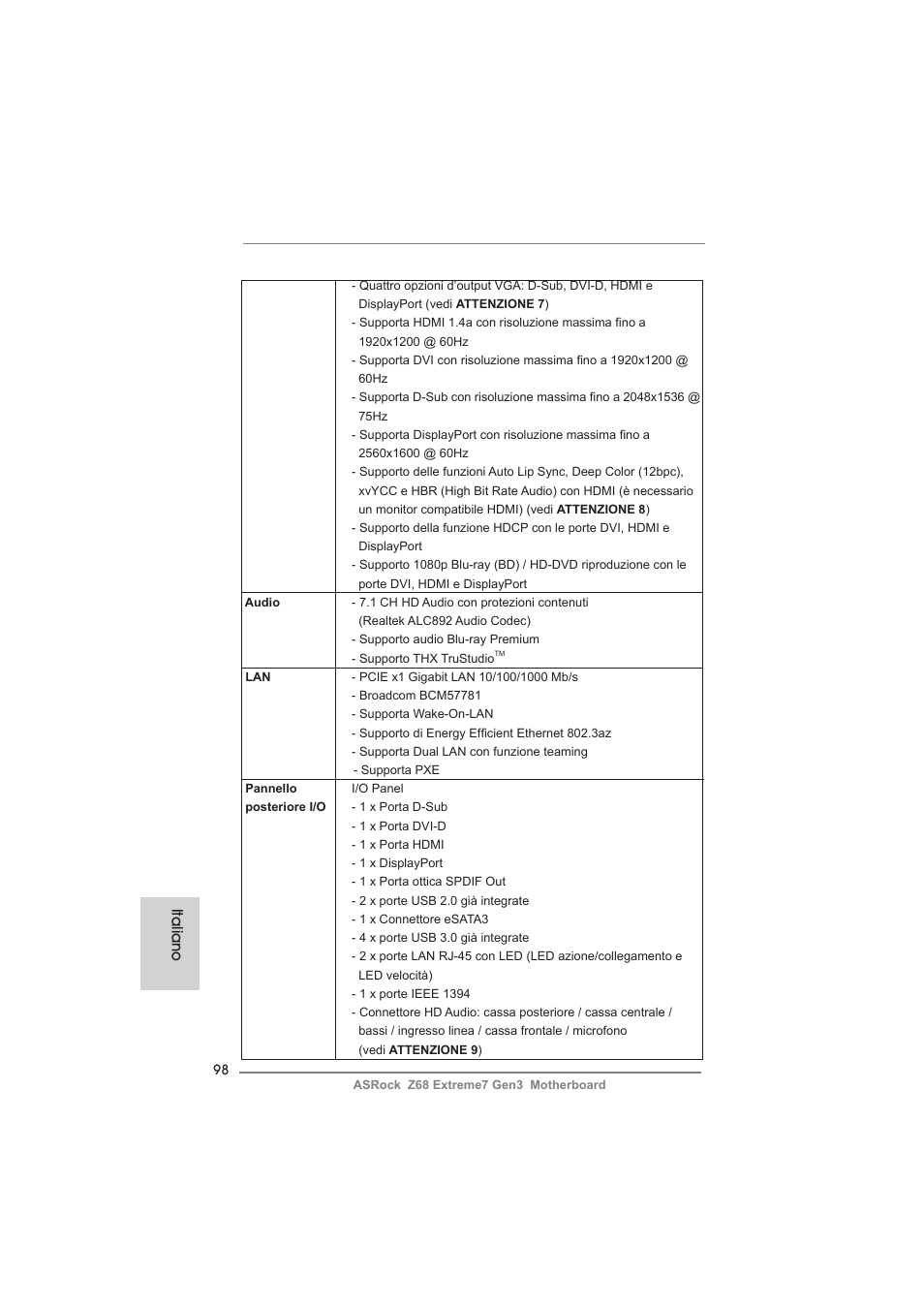 Italiano | ASRock Z68 Extreme7 Gen3 User Manual | Page 98 / 249