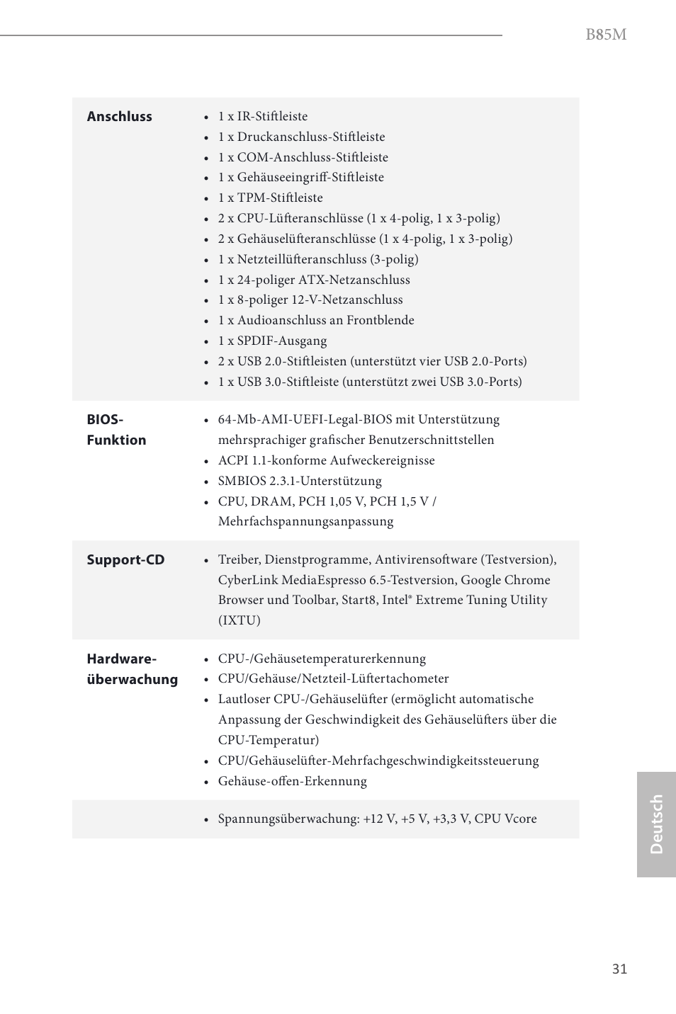 B 8 5m, Deutsch | ASRock B85M User Manual | Page 33 / 163