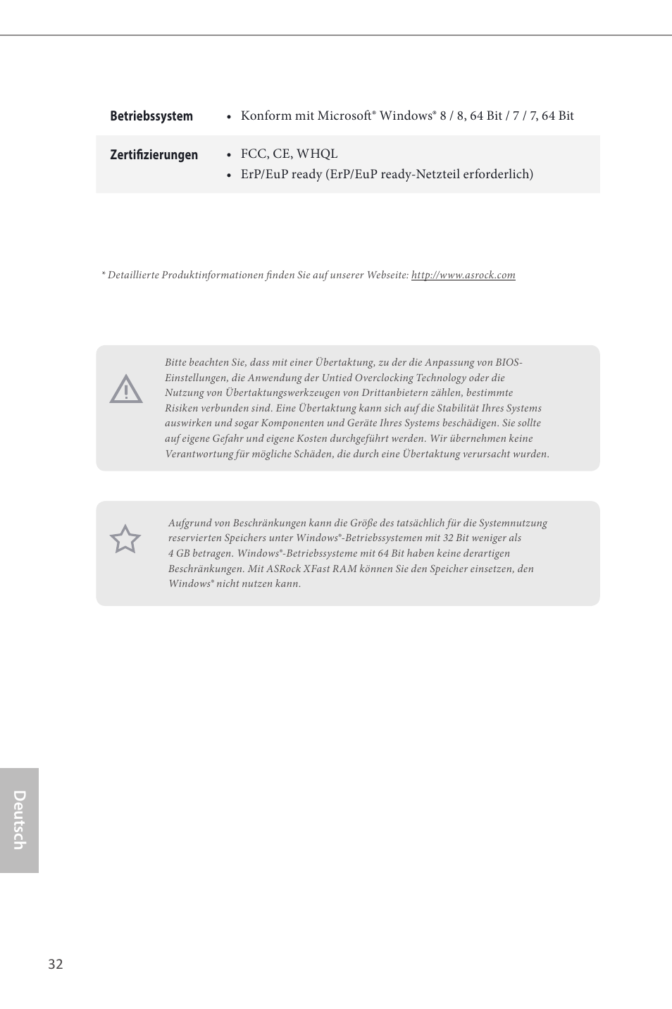 Deutsch | ASRock B85M User Manual | Page 34 / 163