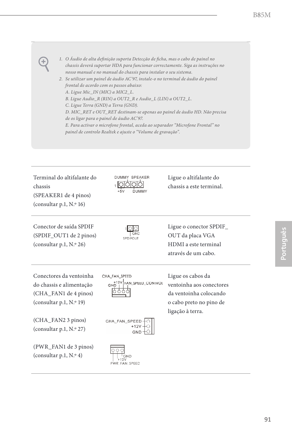 B 8 5m, Por tuguês | ASRock B85M User Manual | Page 93 / 163