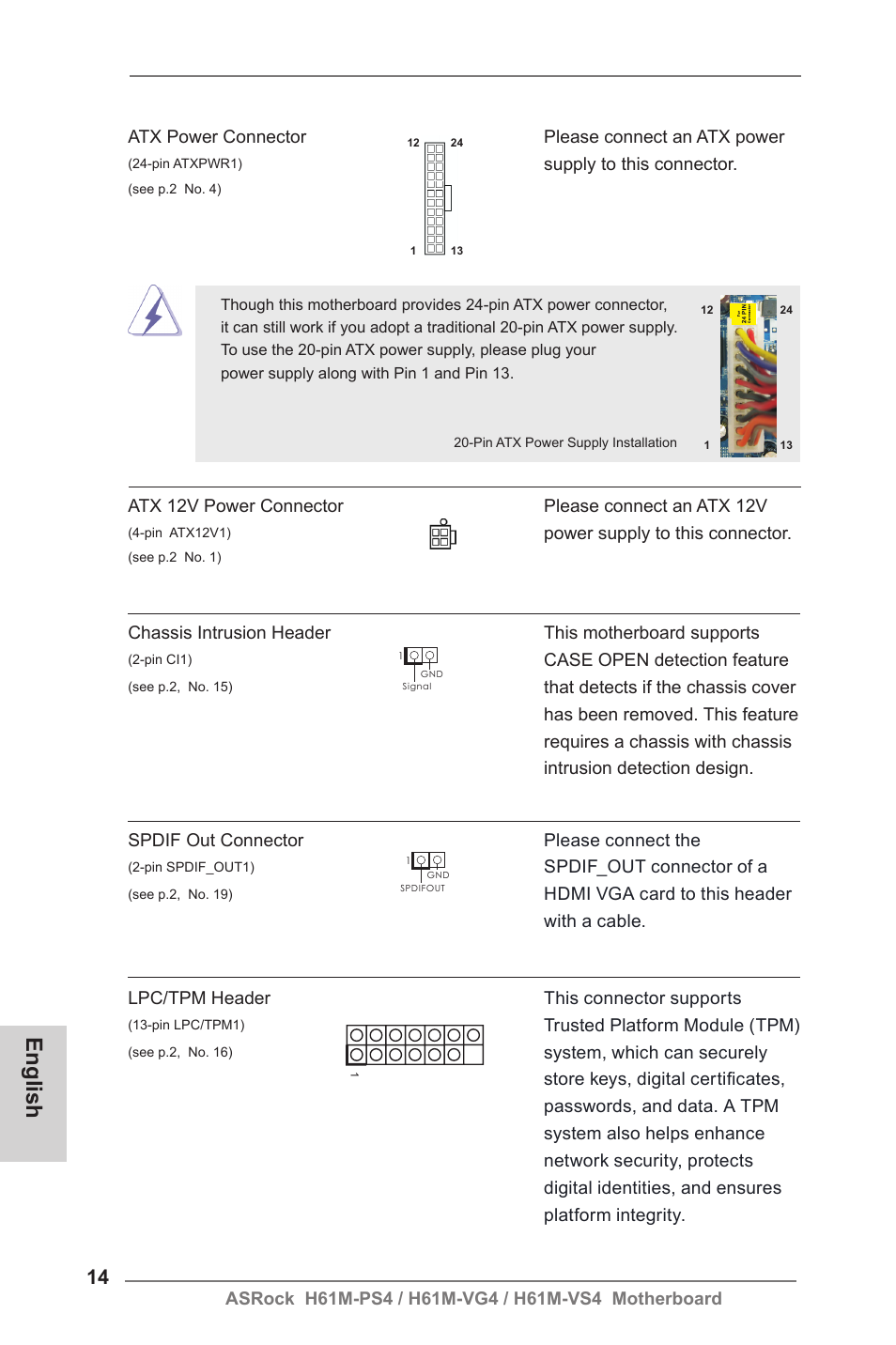 English | ASRock H61M-VG4 User Manual | Page 14 / 52