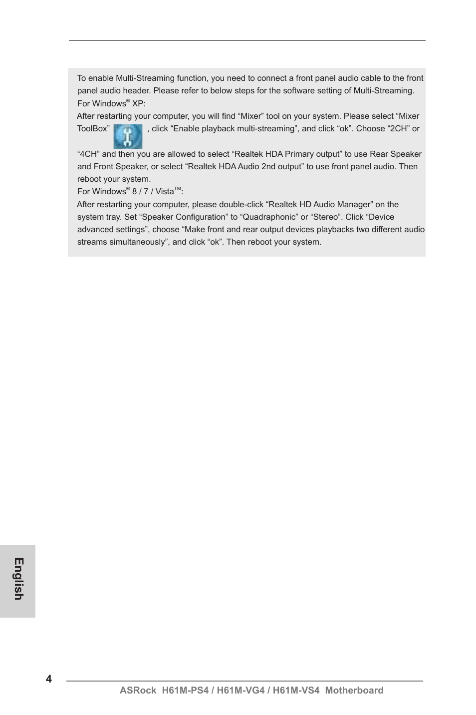 English | ASRock H61M-VG4 User Manual | Page 4 / 52