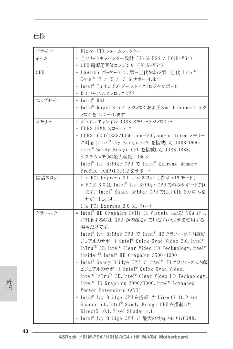 Japanese | ASRock H61M-VG4 User Manual | Page 40 / 52
