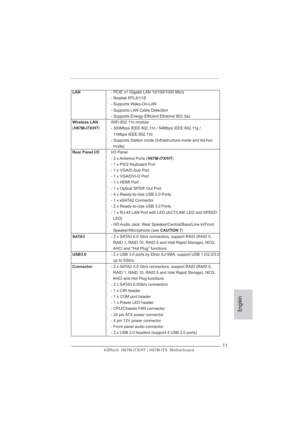 English | ASRock H67M-ITX User Manual | Page 11 / 243