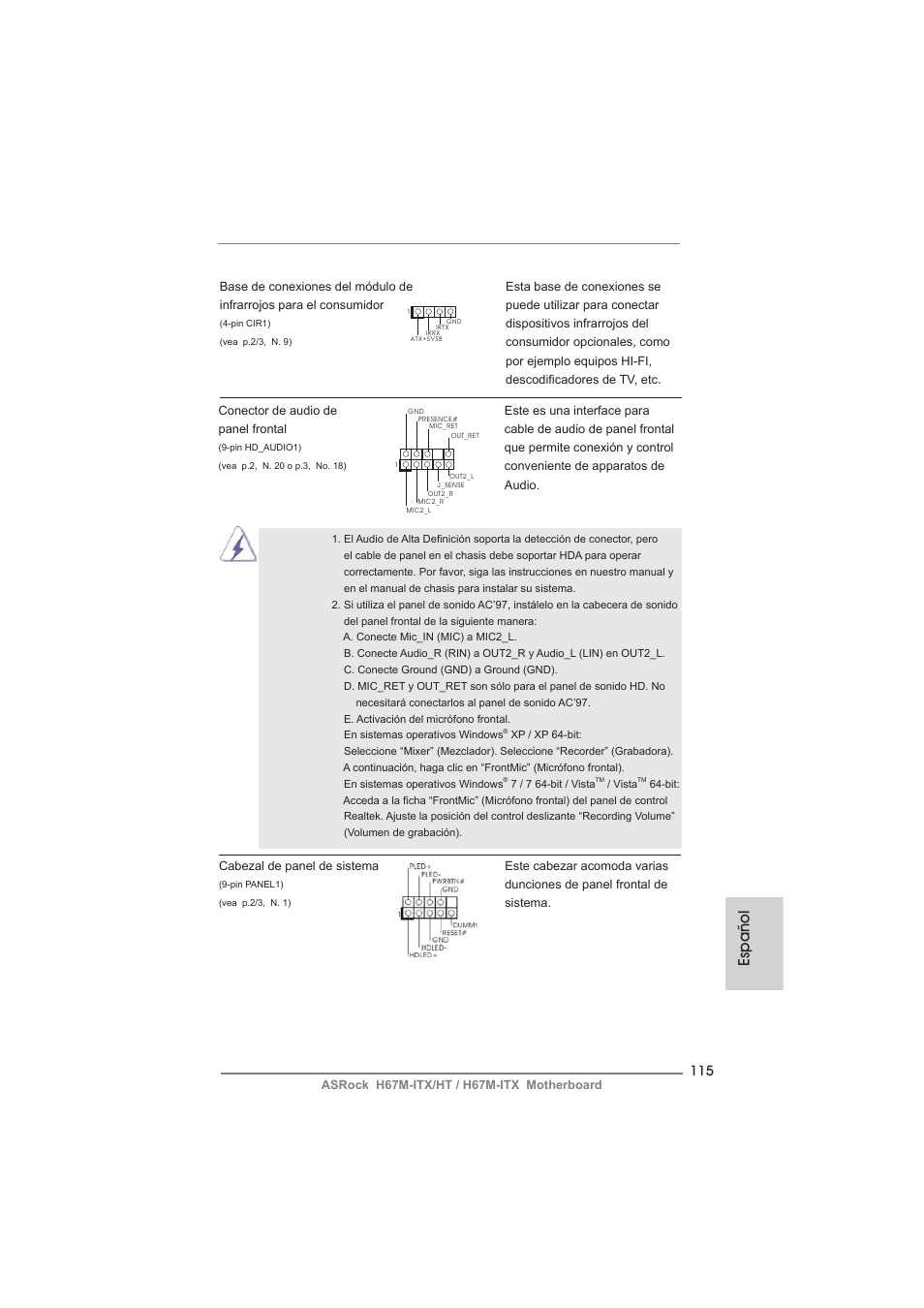 Español | ASRock H67M-ITX User Manual | Page 115 / 243