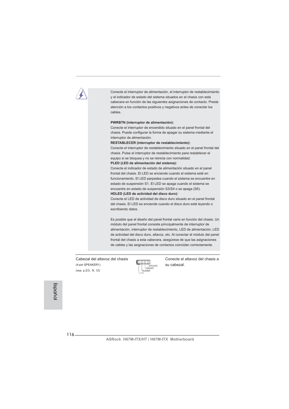 Español | ASRock H67M-ITX User Manual | Page 116 / 243