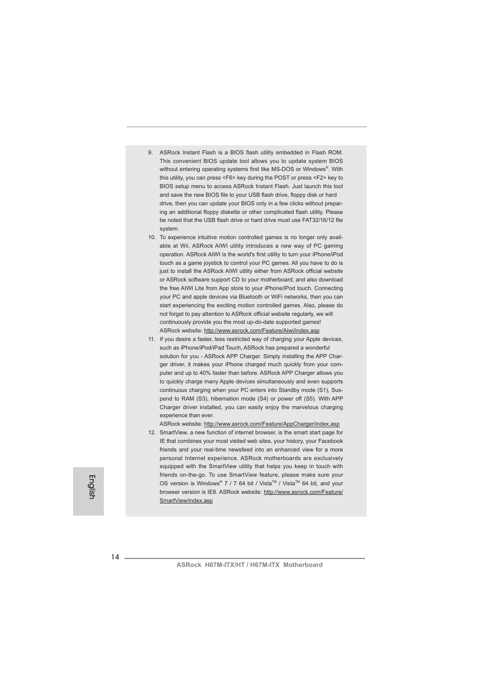 English | ASRock H67M-ITX User Manual | Page 14 / 243