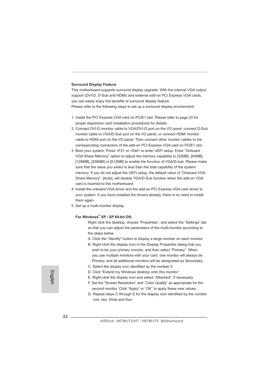 English | ASRock H67M-ITX User Manual | Page 22 / 243